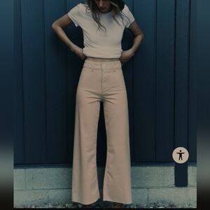 Zara High Rise Wide-leg Jeans - White - Size 38 (US 6)